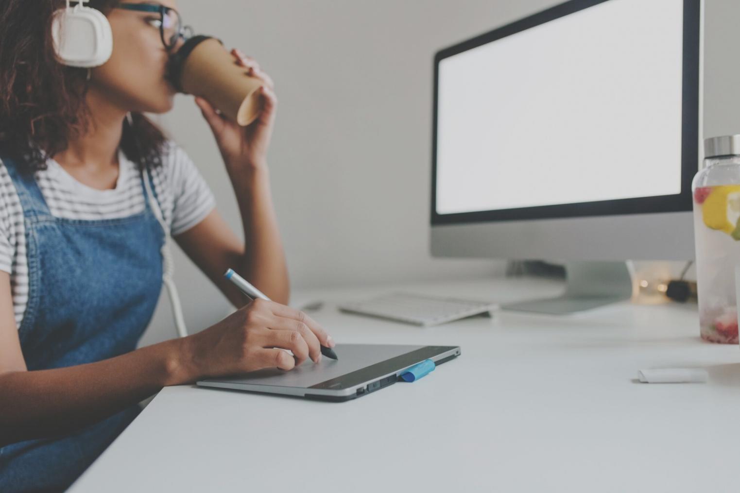 Entrepreneur analyzing business growth metrics and investment opportunities on computer